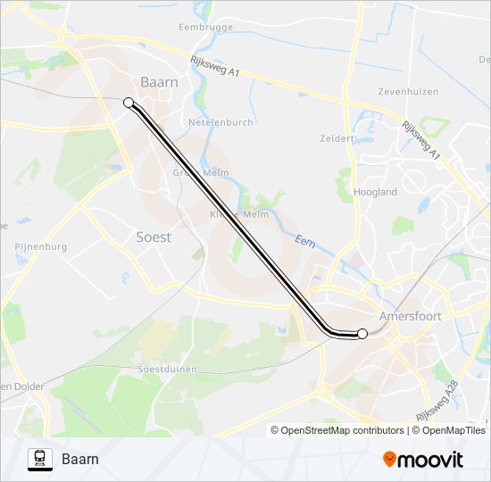 Trein STOPBUS I.P.V. TREIN lijnkaart