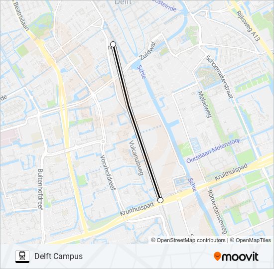 Trein STOPBUS I.P.V. TREIN lijnkaart