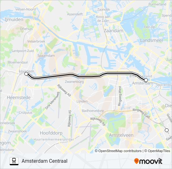 Trein SNELBUS I.P.V. TREIN lijnkaart