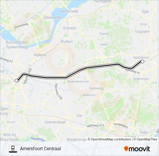 Trein SNELBUS I.P.V. TREIN lijnkaart