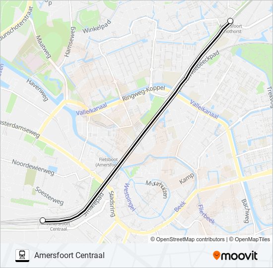 Trein SNELBUS I.P.V. TREIN lijnkaart