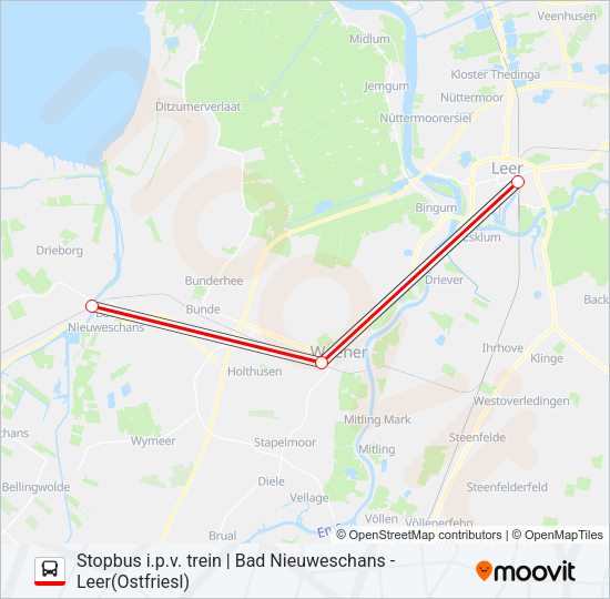  STOPBUS I.P.V. TREIN lijnkaart