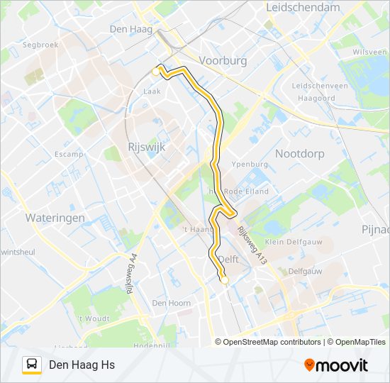 Bus SNELBUS I.P.V. TREIN lijnkaart
