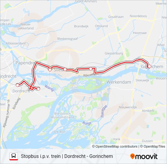 Bus STOPBUS I.P.V. TREIN lijnkaart