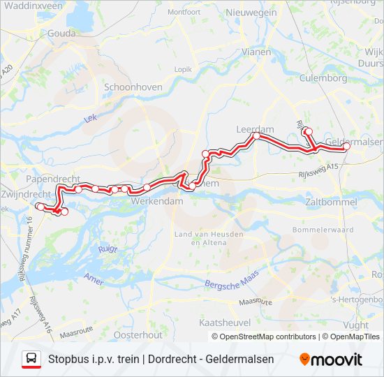 Bus STOPBUS I.P.V. TREIN lijnkaart