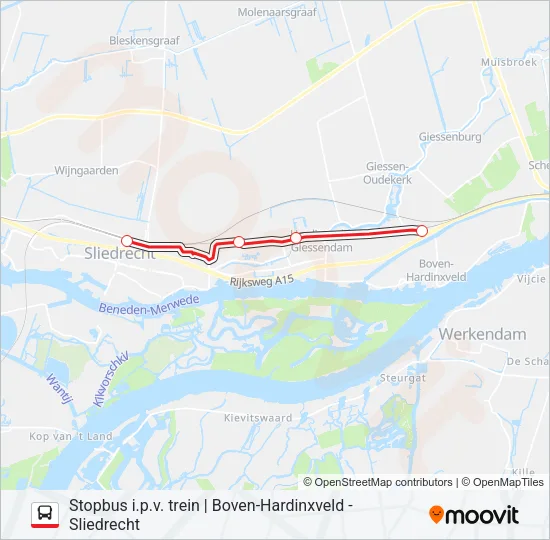 Bus STOPBUS I.P.V. TREIN lijnkaart