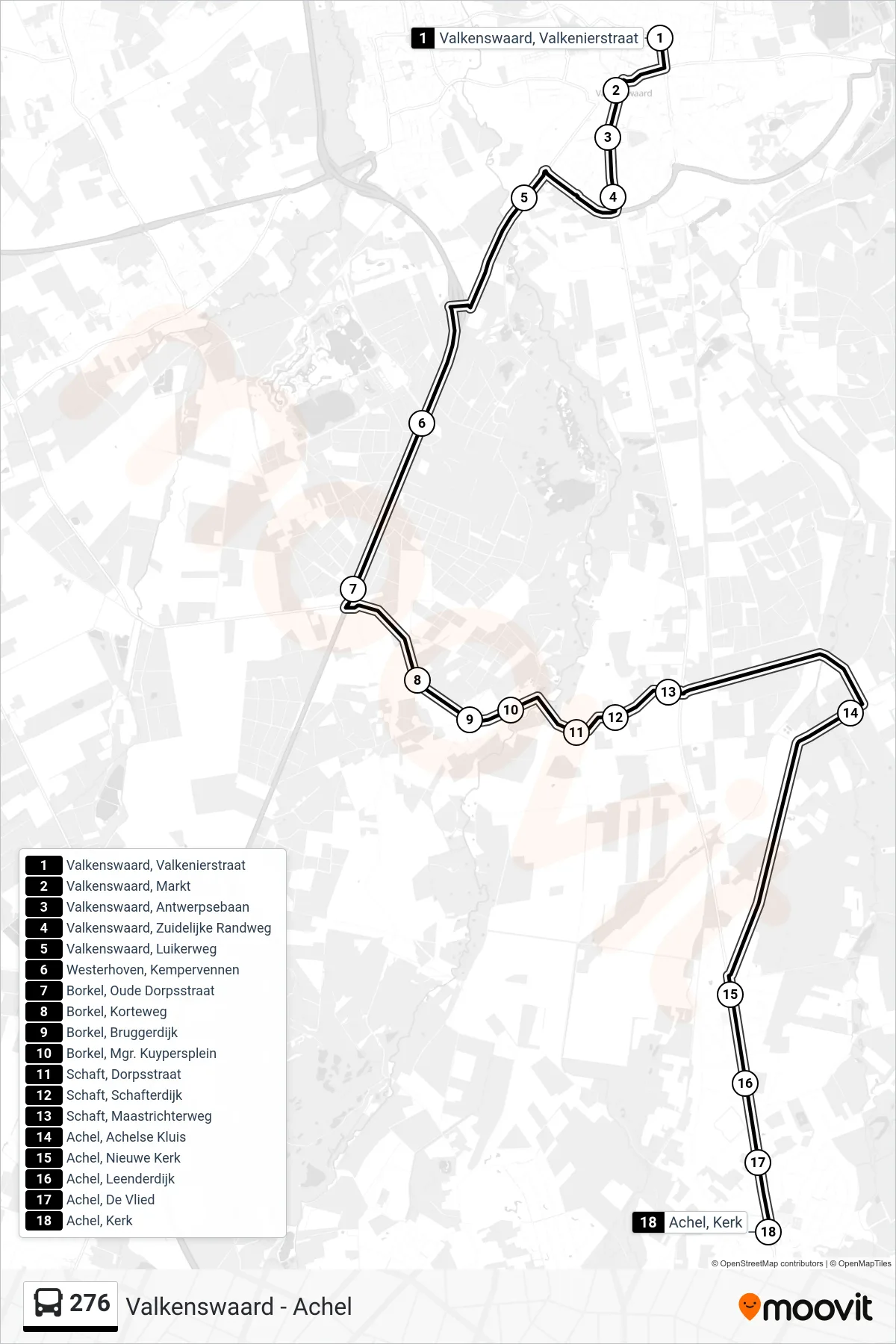 Lijn 276 (bus, Achel): route en haltes op de kaart