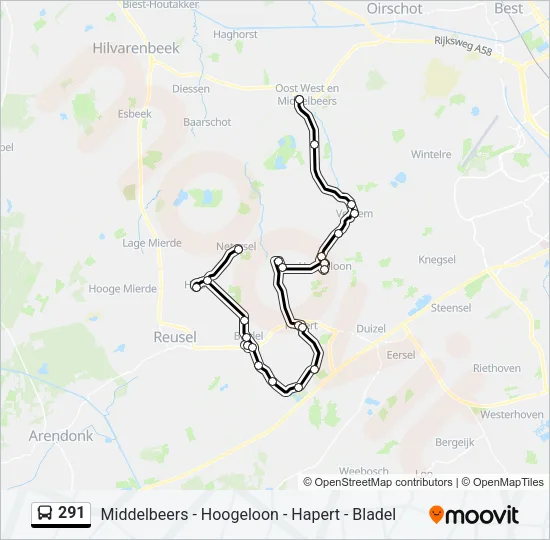 291 Bus Line Map