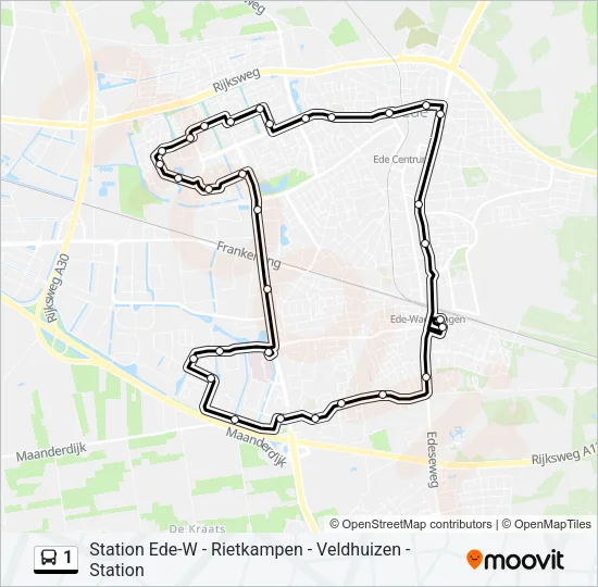 Bus 1 lijnkaart