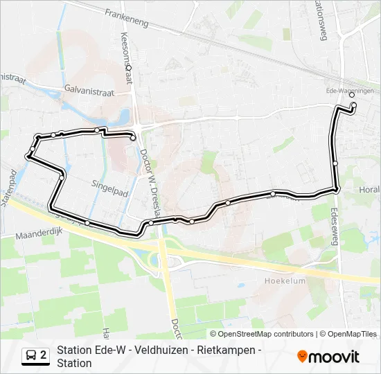 Bus 2 lijnkaart