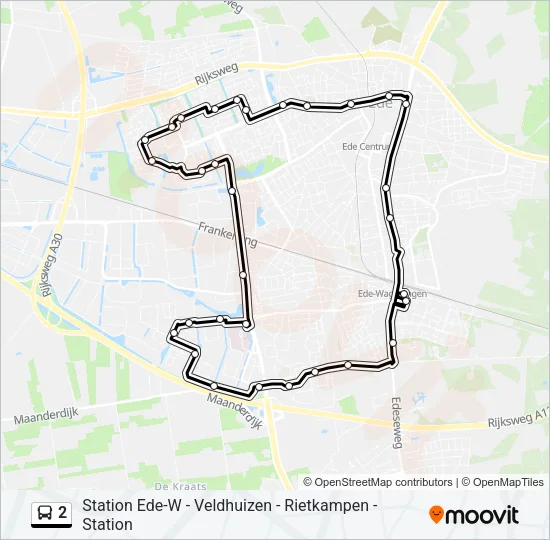 Bus 2 lijnkaart