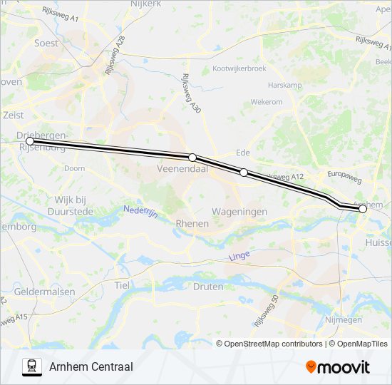 Trein SNELBUS I.P.V. TREIN lijnkaart