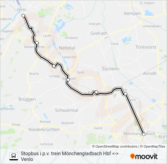 Bus STOPBUS I.P.V. TREIN lijnkaart