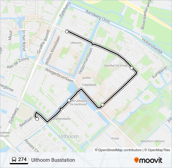 274 bus Line Map