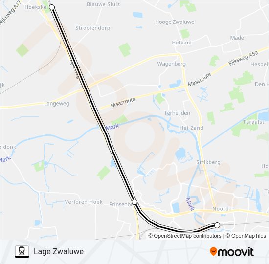 Trein STOPBUS I.P.V. TREIN lijnkaart