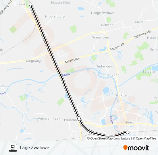 Trein STOPBUS I.P.V. TREIN lijnkaart