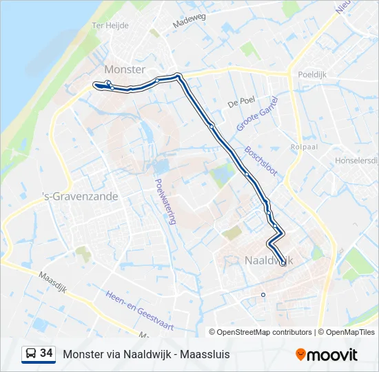 Bus 34 lijnkaart