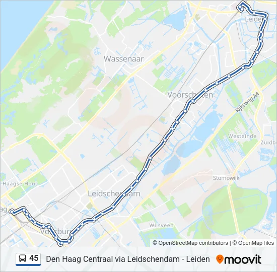 Bus 45 lijnkaart