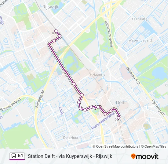 Bus 61 lijnkaart