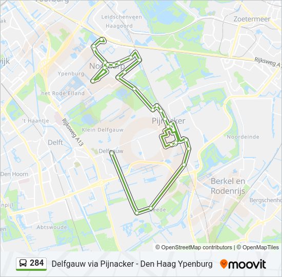 Bus 284 lijnkaart
