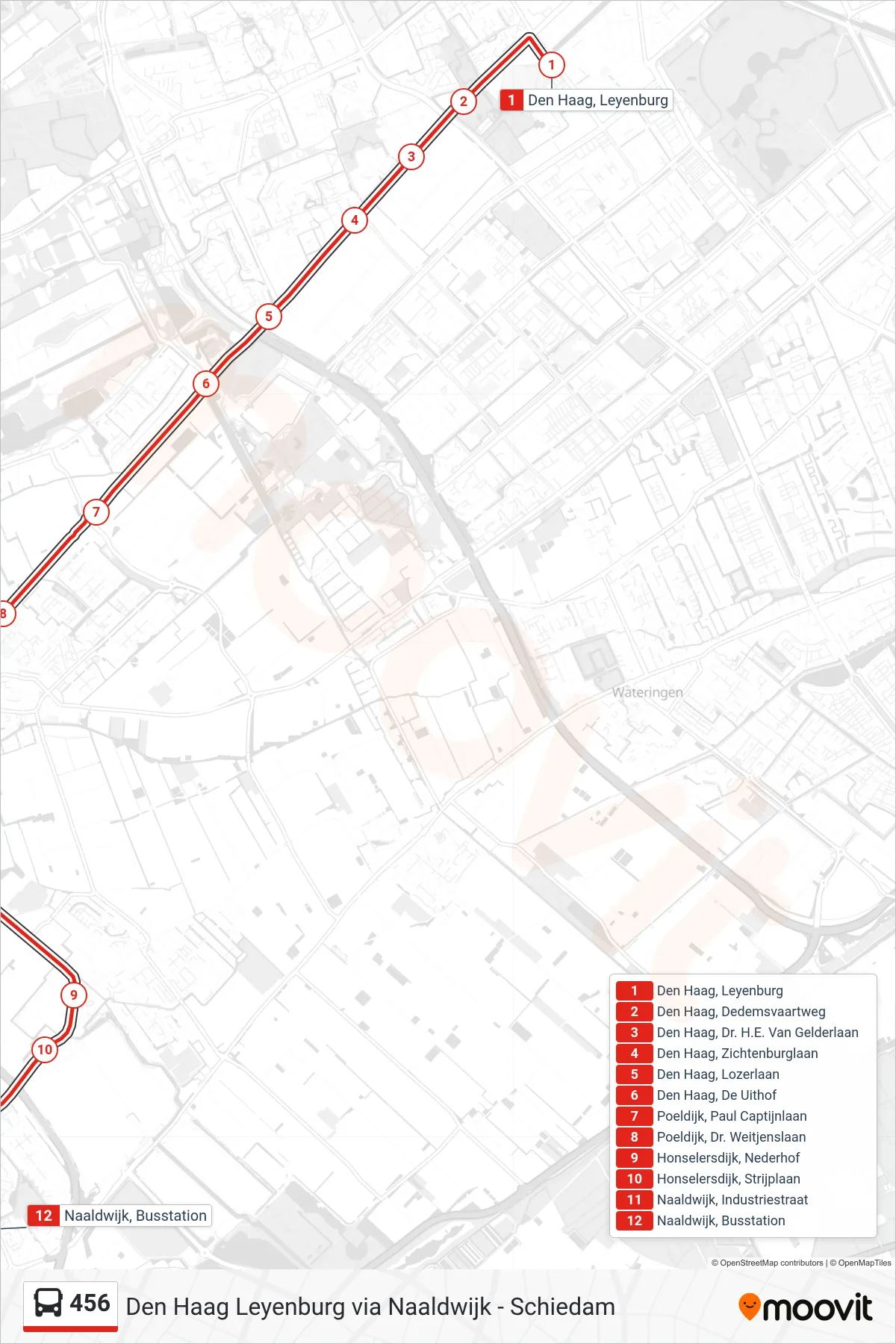 Lijn 456 (bus, Naaldwijk): route en haltes op de kaart