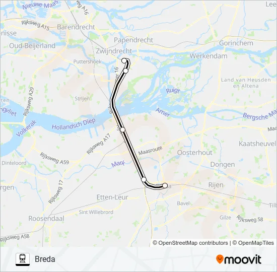 Trein STOPBUS I.P.V. TREIN lijnkaart