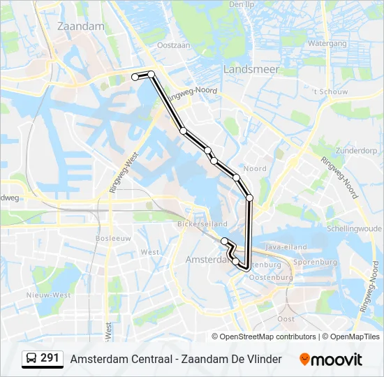 291 Bus Line Map