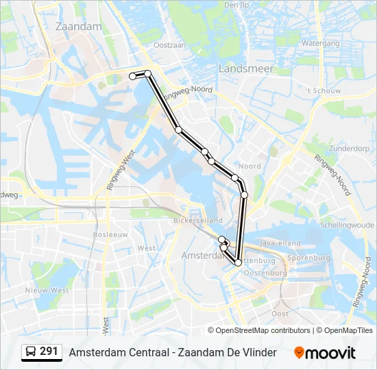 291 Bus Line Map