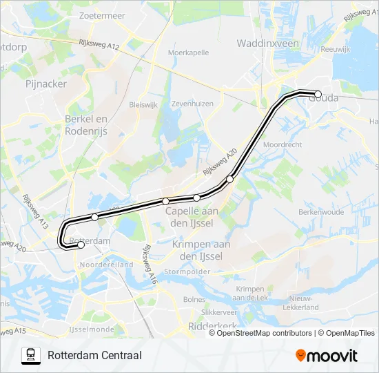 Trein SNELBUS I.P.V. TREIN lijnkaart