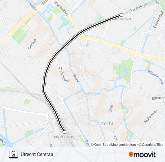 Trein STOPBUS I.P.V. TREIN lijnkaart