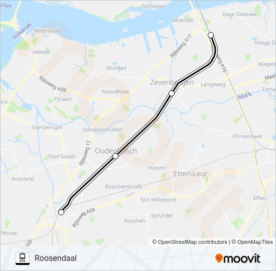 Trein SNELBUS I.P.V. TREIN lijnkaart