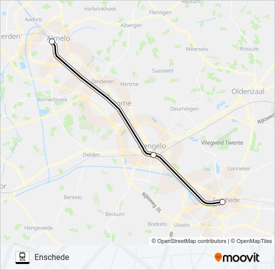 Trein SNELBUS I.P.V. TREIN lijnkaart
