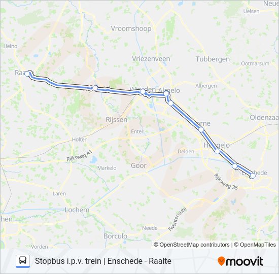 Bus STOPBUS I.P.V. TREIN lijnkaart