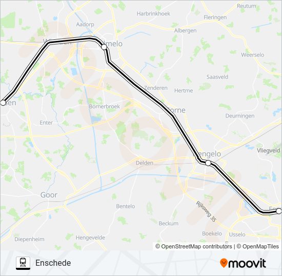 Trein SNELBUS I.P.V. TREIN lijnkaart