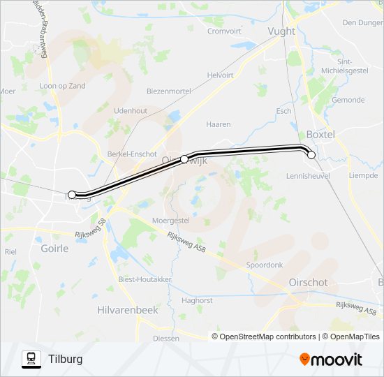 Trein STOPBUS I.P.V. TREIN lijnkaart