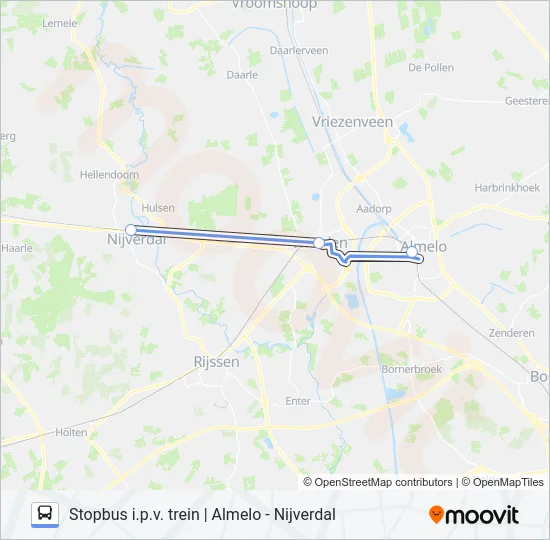 Bus STOPBUS I.P.V. TREIN lijnkaart