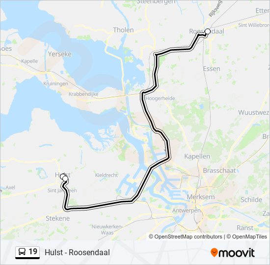 19 bus Line Map