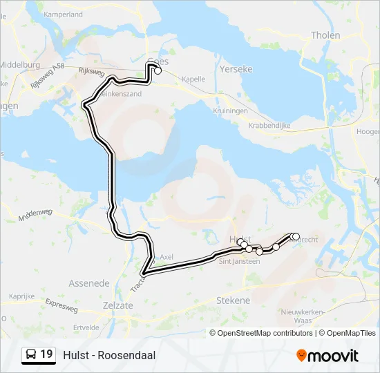 Bus 19 lijnkaart