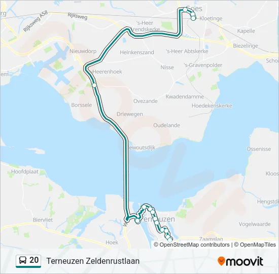Bus 20 lijnkaart