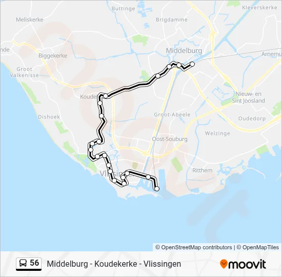 Bus 56 lijnkaart