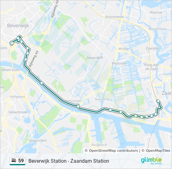 details web Fascinerend 59 Route: dienstregelingen, haltes en kaarten - Beverwijk Station
