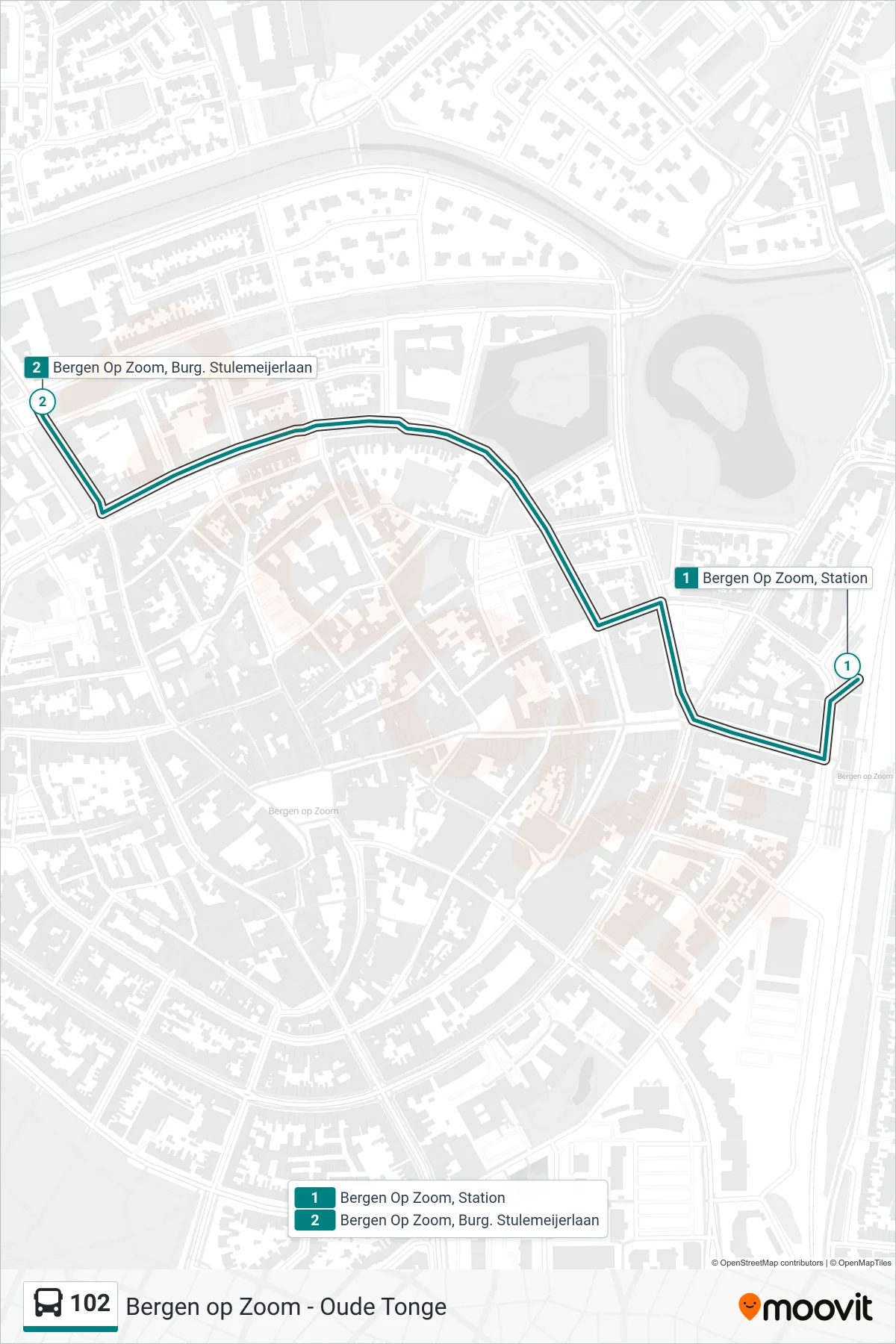 Lijn 102 (bus, Nieuw-Vossemeer Molenweg): route en haltes op de kaart