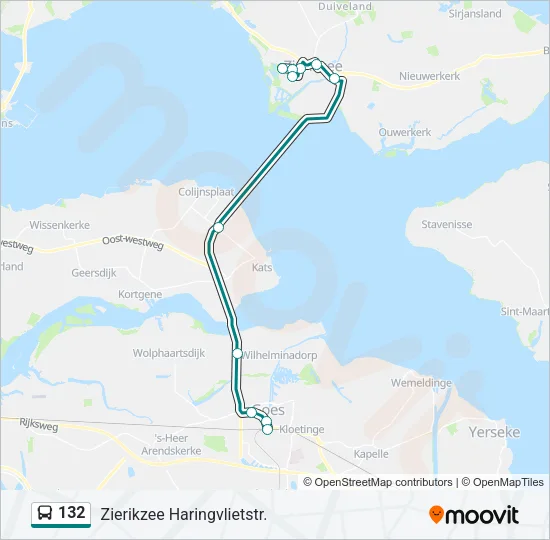Bus 132 lijnkaart