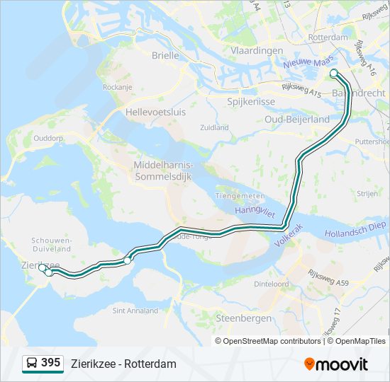 Bus 395 lijnkaart