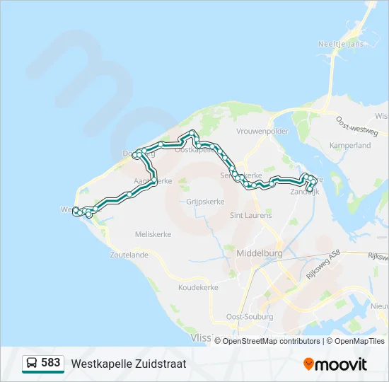 583 Bus Line Map