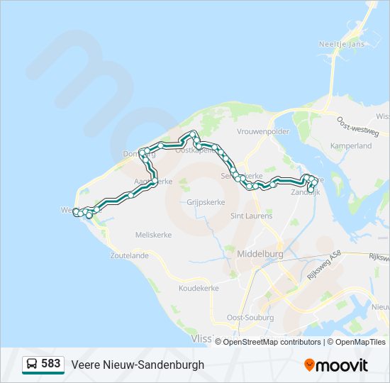 Bus 583 lijnkaart