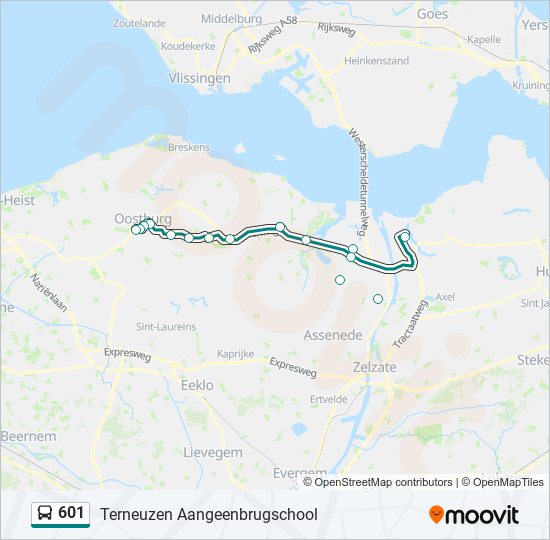 601 bus Line Map