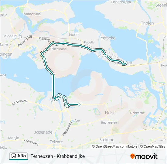 645 Bus Line Map