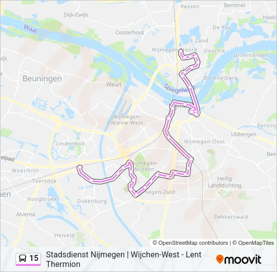 Bus 15 lijnkaart