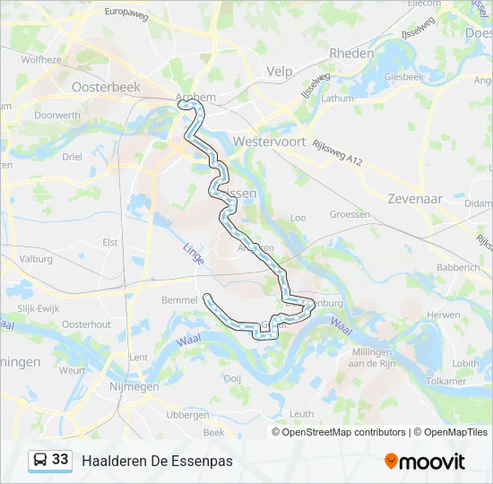 Bus 33 lijnkaart